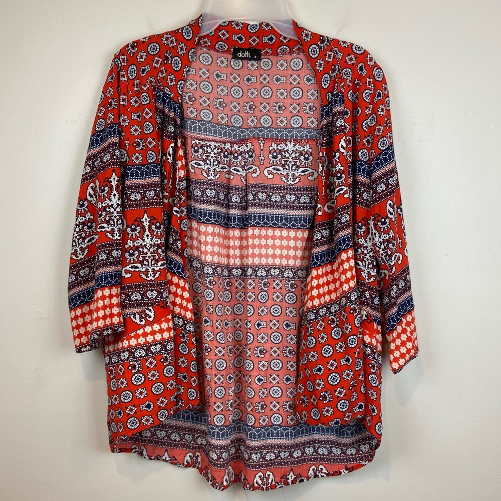 Dotti Red Bohemian Shawl Long Sleeve Women’s Size 12 100% Viscose